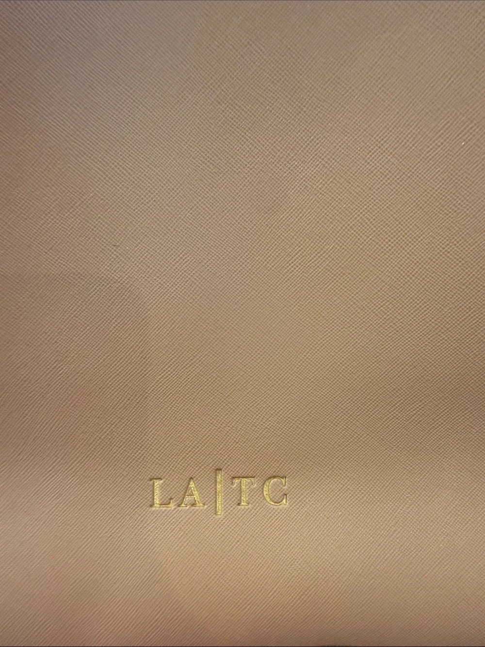 Tan Statement Tote with White Text